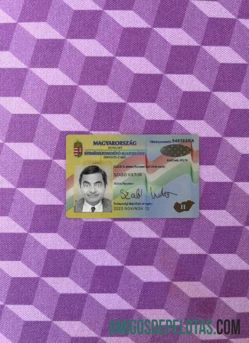 Hungary ID Card olhar de foto frente amostra